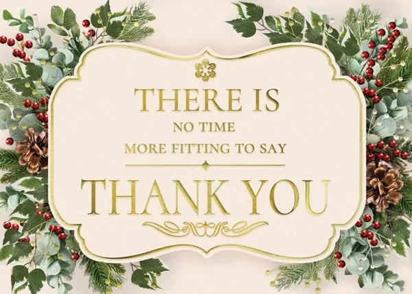 A Fitting Time for Thanks — Holiday Thank you — personalized business greeting card from Best Holiday Cards