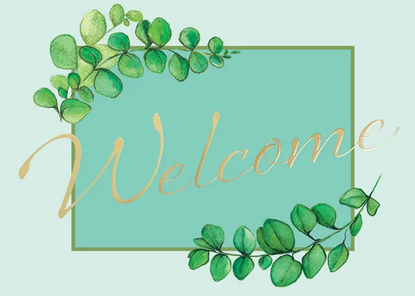 A Fresh Eucalyptus Welcome — Friendly Welcome — personalized business greeting card from Best Holiday Cards