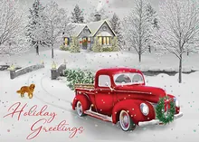 A Mid-Winter's Night Drive — winter scene greeting card, personalized by Best Holiday Cards