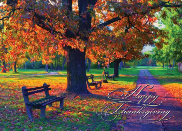 A Park in Glorious Autumn colors — personalized business greeting card from Best Holiday Cards