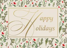 A Rosy Holiday — holiday greenery greeting card, personalized by Best Holiday Cards