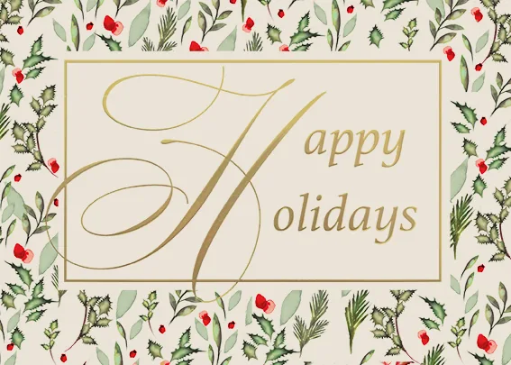 A Rosy Holiday — Holiday Greeting Card — personalized business greeting card from Best Holiday Cards