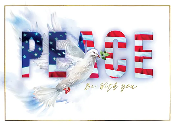 A Wish for Peace — Patriotic Dove — personalized business greeting card from Best Holiday Cards