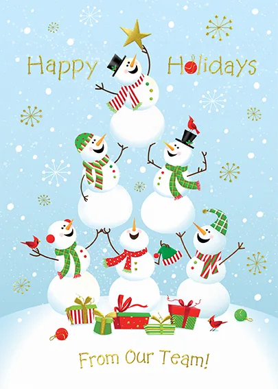 All About The Team — Snowmen Holiday Card — personalized business greeting card from Best Holiday Cards
