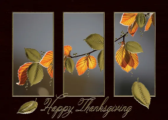 Autumn Leaves Triptych — Thanksgiving Greeting Card — personalized business greeting card from Best Holiday Cards