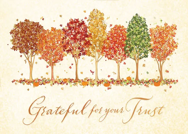 Autumn Trees — Thanksgiving Greetings — personalized business greeting card from Best Holiday Cards