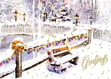 Benched for the Winter — winter scene greeting card, personalized by Best Holiday Cards