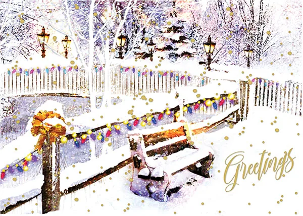 Benched for the Winter — Winter Scene Holiday Card — personalized business greeting card from Best Holiday Cards