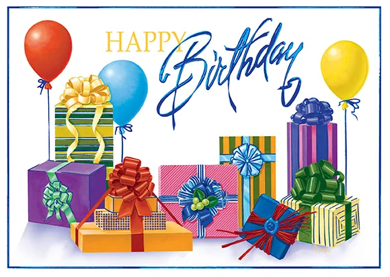 Bold Birthday Wishes — Birthday Packages Card — personalized business greeting card from Best Holiday Cards