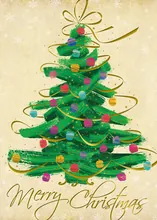 Bright and Merry Christmas Tree — ornaments greeting card, personalized by Best Holiday Cards