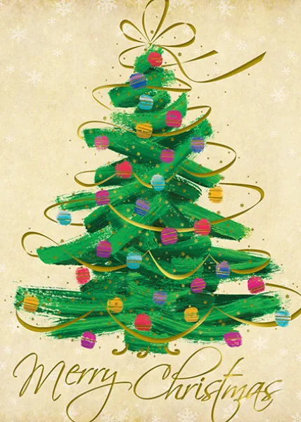Bright and Merry Christmas Tree — Christmas Tree Card — personalized business greeting card from Best Holiday Cards