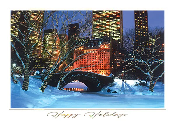 Bright Lights, Central Park — Winter Scene Greeting Card — personalized business greeting card from Best Holiday Cards