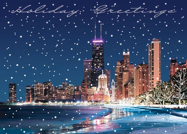 Chicago Lake shore — Christmas Holiday Card — personalized business greeting card from Best Holiday Cards