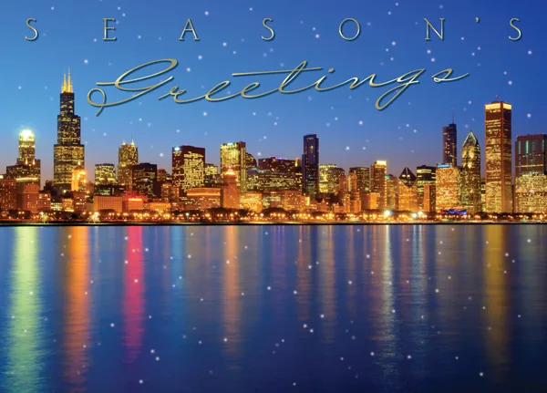 Chicago Skyline — Holiday Card — personalized business greeting card from Best Holiday Cards