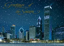 Chicago Winter Night — treeline greeting card, personalized by Best Holiday Cards
