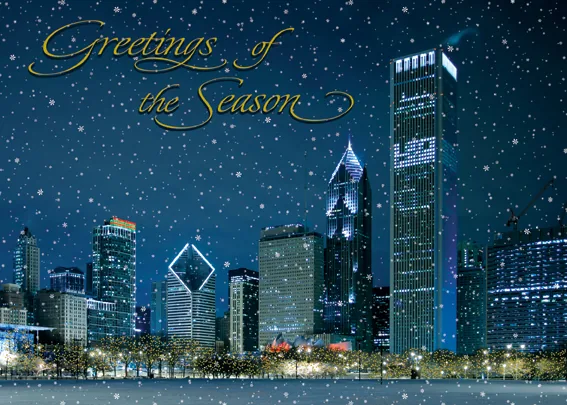 Chicago Winter Night — Chicago Christmas Card — personalized business greeting card from Best Holiday Cards