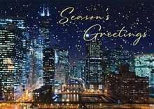 City Skyline in the Winter — city scenes greeting card, personalized by Best Holiday Cards