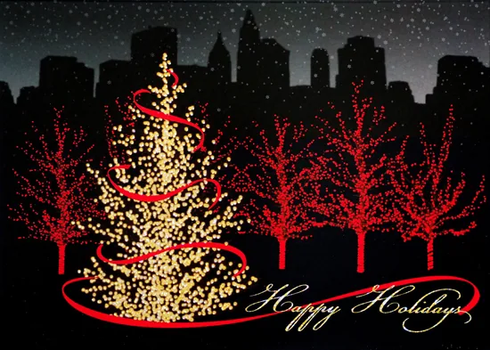 City Tree Lights — City Christmas Card — personalized business greeting card from Best Holiday Cards