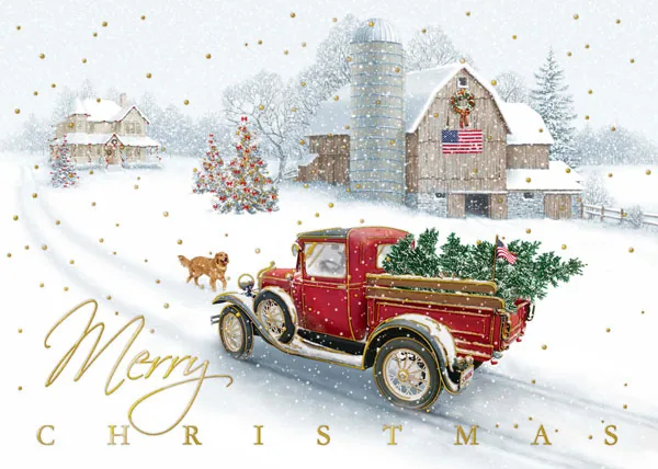 Coming Home with the Tree! — Christmas Greeting Card — personalized business greeting card from Best Holiday Cards