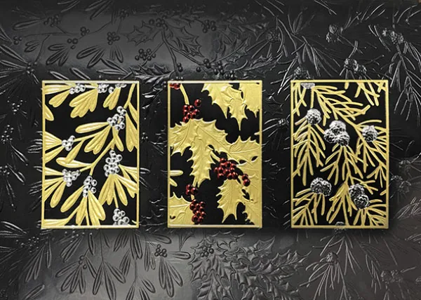 Dark Berry Triptych — personalized business greeting card from Best Holiday Cards
