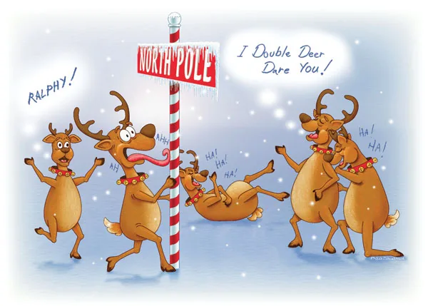 Double Dare Deer — Humorous Christmas Card — personalized business greeting card from Best Holiday Cards