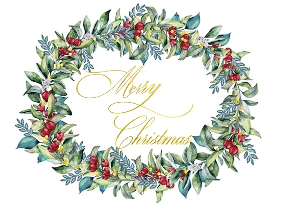 Eucalyptus Christmas Wreath — Christmas Greeting Card — personalized business greeting card from Best Holiday Cards