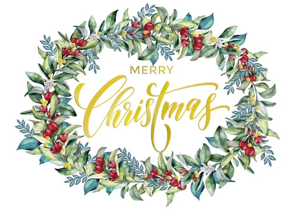 Eucalyptus Christmas Wreath — Christmas Greenery — personalized business greeting card from Best Holiday Cards