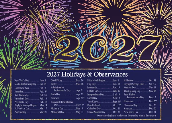 Exciting 2027 Ahead! — Fireworks calendar — personalized business greeting card from Best Holiday Cards