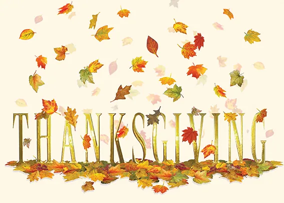 Falling Leaves of Thanksgiving — Corporate Thanksgiving Card — personalized business greeting card from Best Holiday Cards