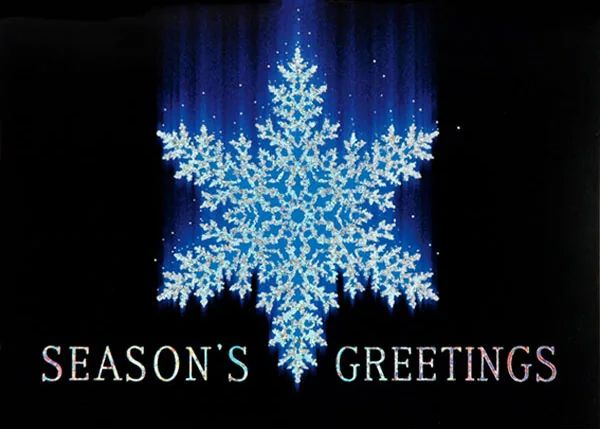 Falling Snowflake — Season's Snowflake Greeting — personalized business greeting card from Best Holiday Cards