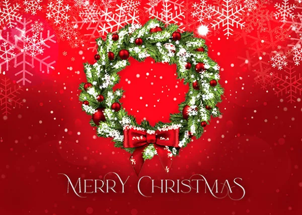 Frosty Pine Wreath Christmas — personalized business greeting card from Best Holiday Cards
