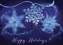 Glittering Snowflake Trio — snowflake greeting card, personalized by Best Holiday Cards