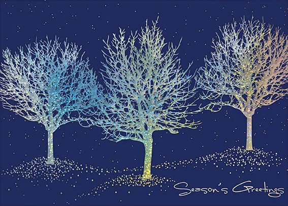 Glittering Trees — Business Holiday Card — personalized business greeting card from Best Holiday Cards