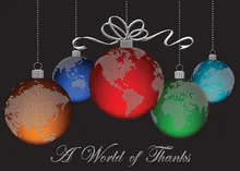 Global Thanks — ornaments greeting card, personalized by Best Holiday Cards