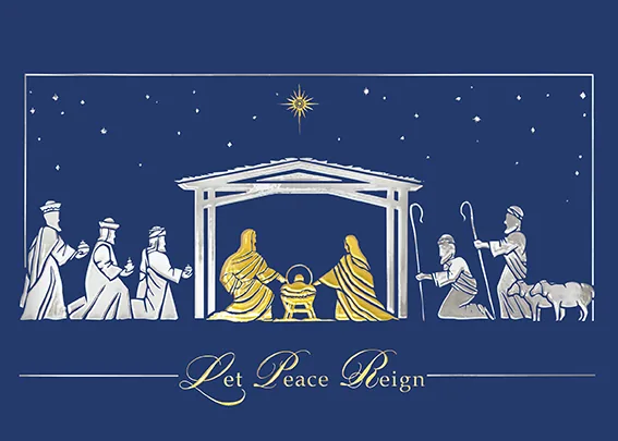 Golden Adoration — Religious Christmas Card — personalized business greeting card from Best Holiday Cards