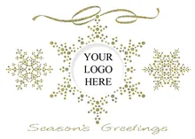 Golden Snowflakes Logo — snowflake greeting card, personalized by Best Holiday Cards
