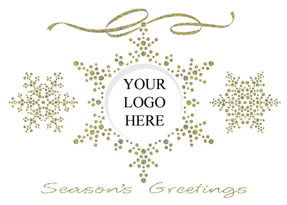 Golden Snowflakes Logo — Business Logo Greeting Card — personalized business greeting card from Best Holiday Cards