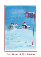 Golfing Snowman — golf greeting card, personalized by Best Holiday Cards