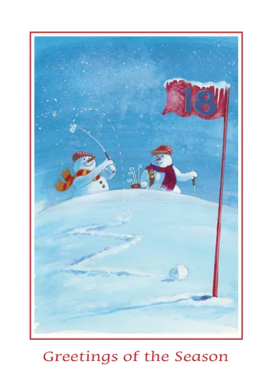 Golfing Snowman — Golf Holiday Card — personalized business greeting card from Best Holiday Cards