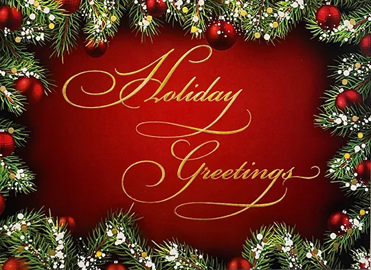 Greenery Greetings — Holiday Greeting Card — personalized business greeting card from Best Holiday Cards