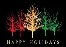 Happy Holiday Trees — treeline greeting card, personalized by Best Holiday Cards