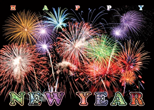 Happy New Year! — New Year Fireworks — personalized business greeting card from Best Holiday Cards