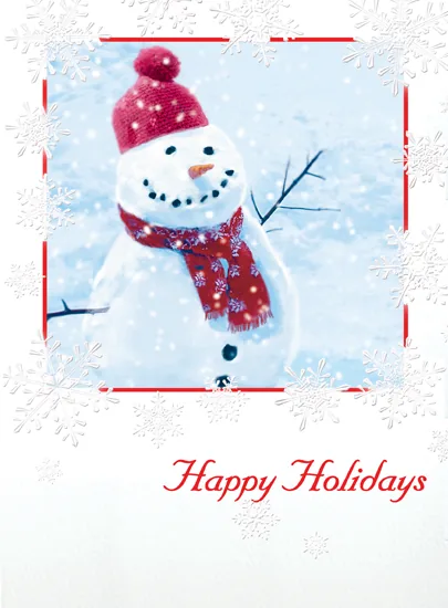 Happy Snowman — personalized business greeting card from Best Holiday Cards