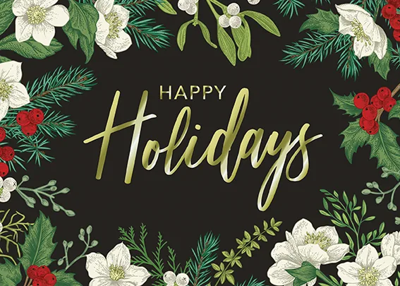 Holiday Floral — Holiday Greetings Card — personalized business greeting card from Best Holiday Cards