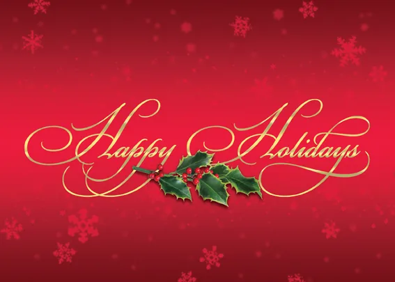 Holly Holiday Greetings — Happy Holidays Greeting Card — personalized business greeting card from Best Holiday Cards