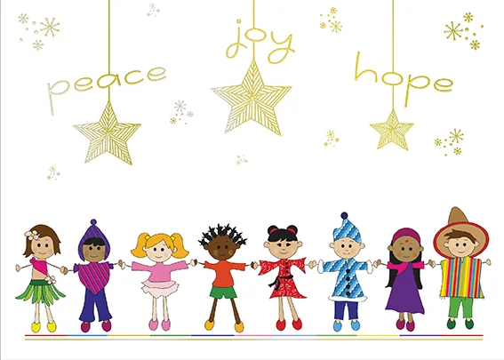 Kids of Peace, Joy & Hope — Christmas Card for Personal Sending — personalized business greeting card from Best Holiday Cards