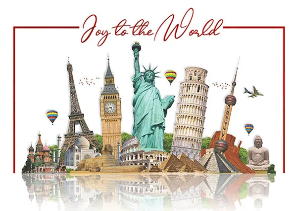 Landmarks Around The World — Holiday Greeting Card — personalized business greeting card from Best Holiday Cards