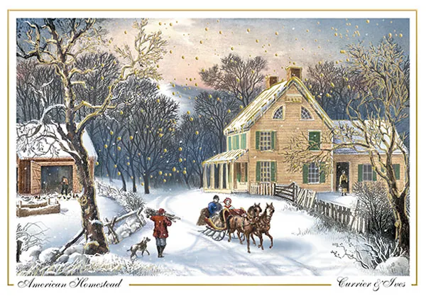 Leaving Home by Currier & Ives — Currier & Ives Holiday Greeting Card — personalized business greeting card from Best Holiday Cards