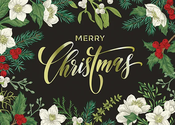 Merry Christmas Roses — Merry Christmas Card — personalized business greeting card from Best Holiday Cards