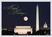 Moonlight across the Mall — city scenes greeting card, personalized by Best Holiday Cards